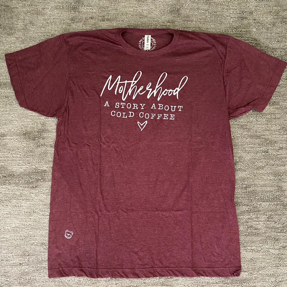 Mom tshirt motherhood A Story About Cold Coffee. New! XL XXL